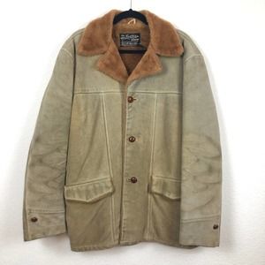 Vintage 70's The Leather Shop Jacket Faux Fur Cattleman Rancher workwear 42T